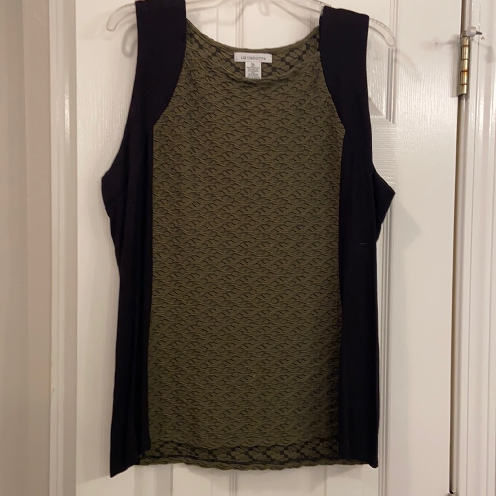 Moss green and black dressy tank